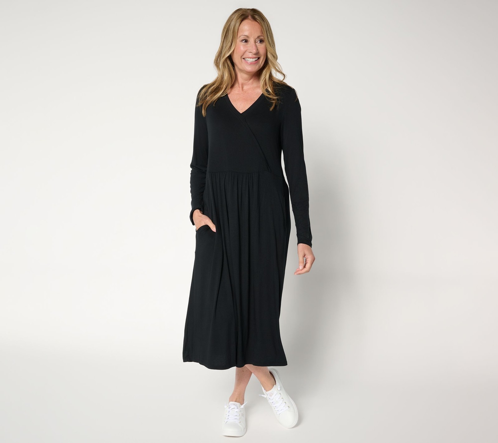 Cuddl Duds Women’s Dress Sz S Soft Wrap Over Black A691506