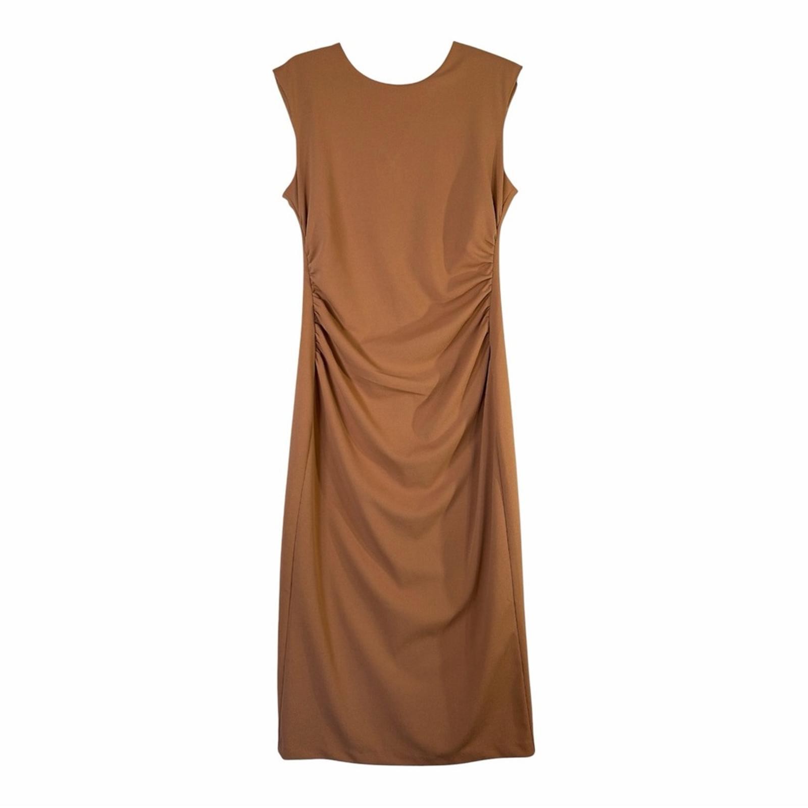 Alex Marie Ruched Side Sleeveless Midi Sheath Dress Size 6 Machine Washable
