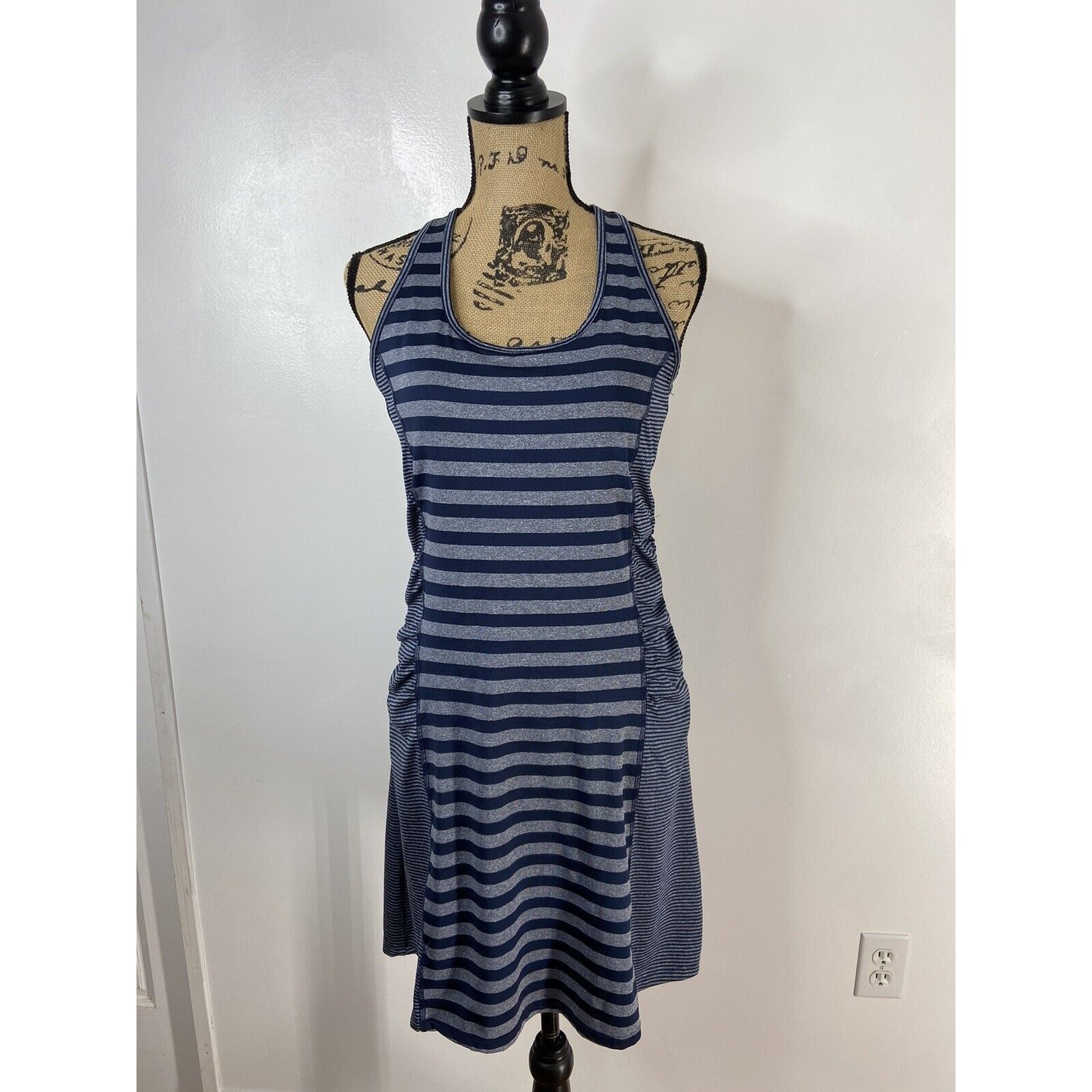 Lola by AFG Striped Racerback Athletic Dress Bodycon Women’s Medium Ruched Sides