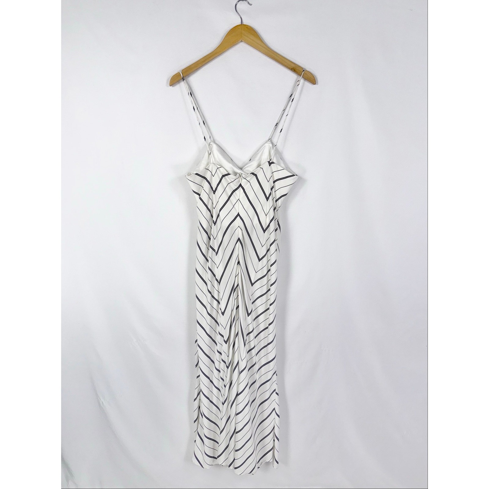 Bardot Revolve Winona Stripe Ruffled Midi Dress Women’s 10 Large White