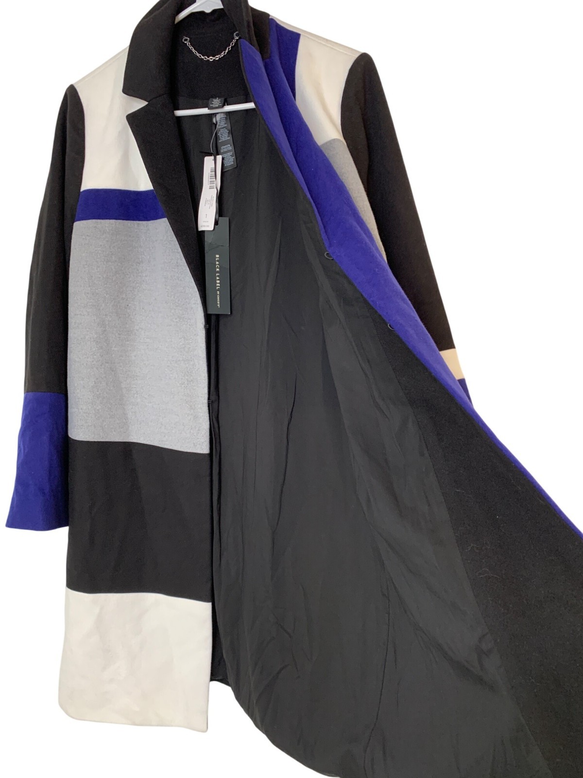 Chicos Black Label Size 8/10 M Patchwork Topper Coat RD10711 $259 NWT