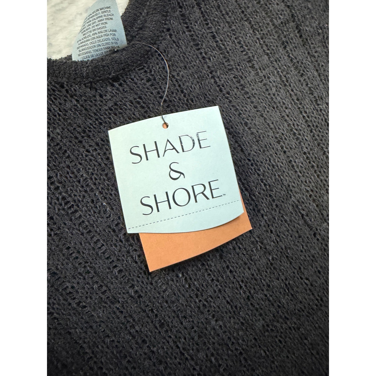 Shade & Shore Black Ribbed Knit Maxi Dress Swim Cover Side Slit XS 0-2 NWT