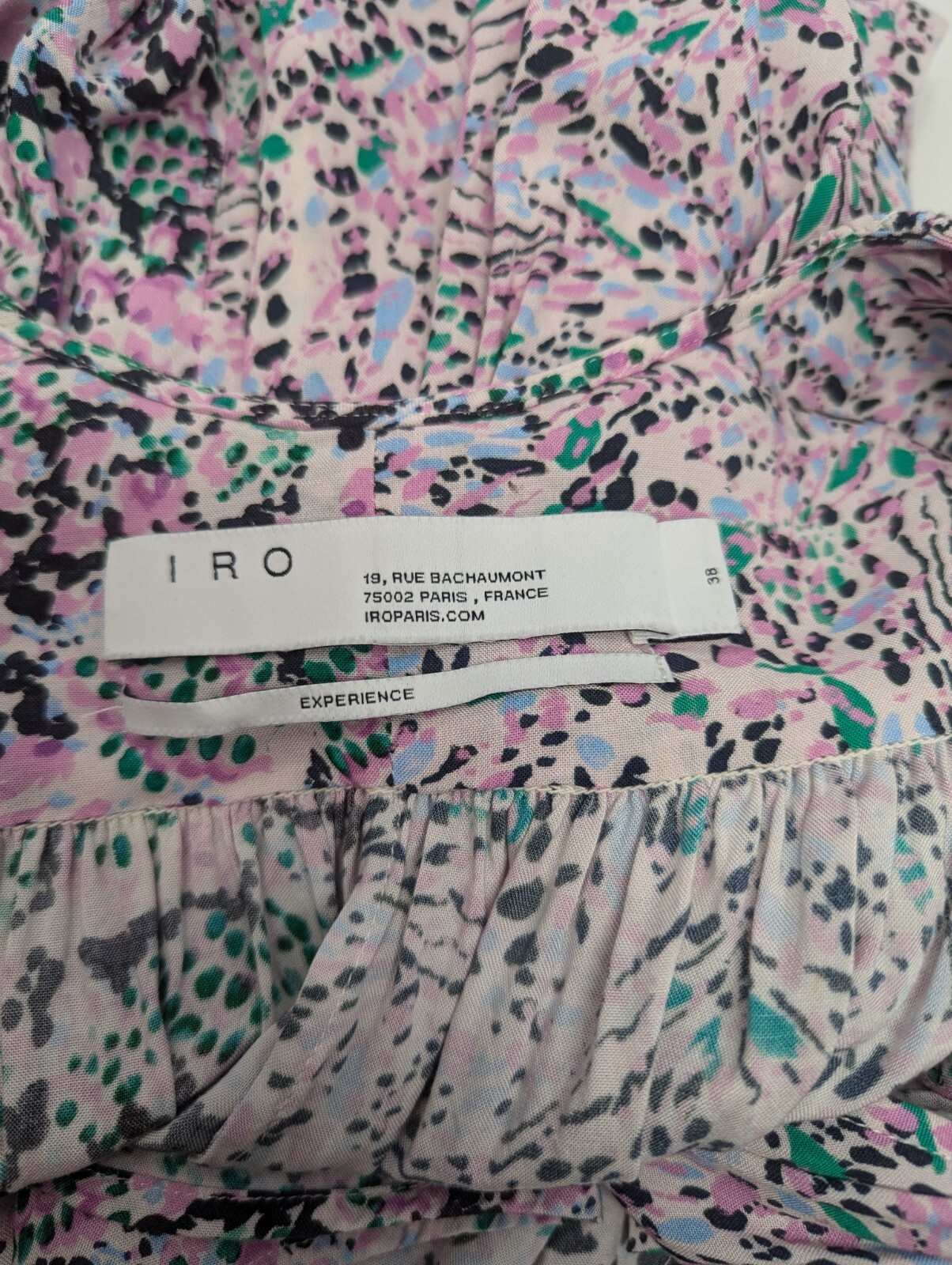 IRO Manza Size 38 Mini Short Sleeve Rayon Print Wrap Dress US size 6