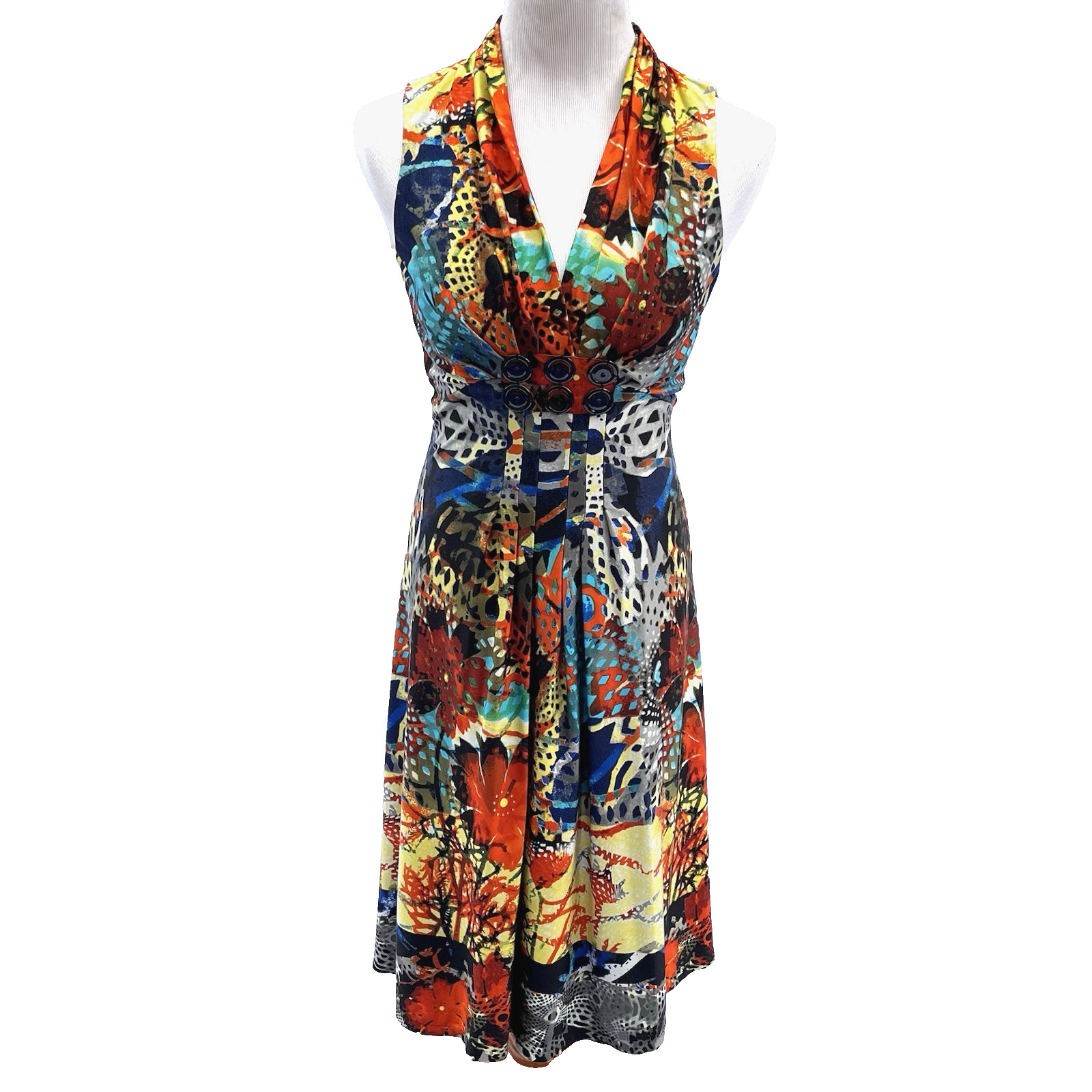 Alberto Makali Silk Dress 6 Multicolor Abstract Art Pleated Avant Garde Cocktail