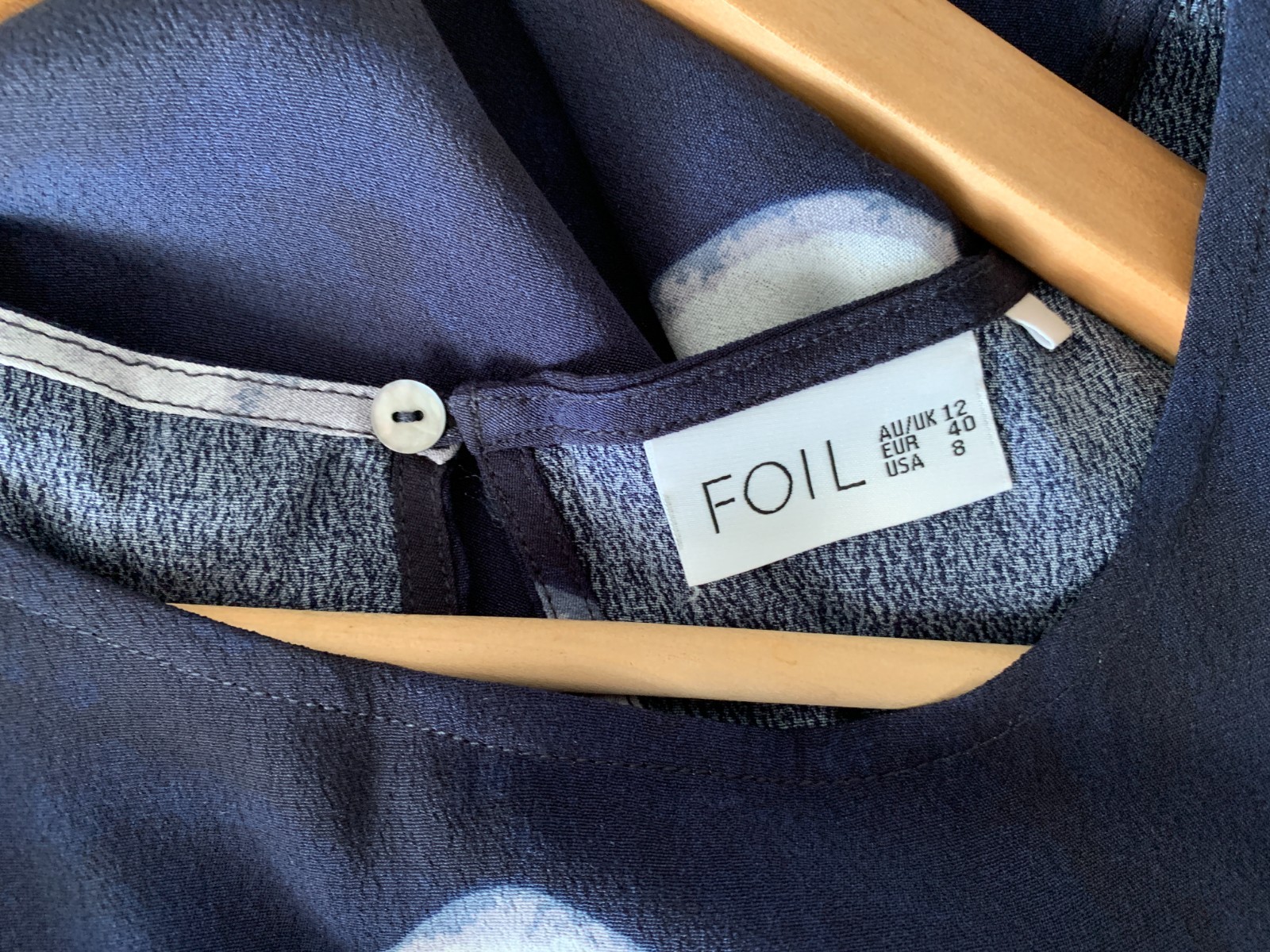 Foil Navy Midi Sleeveless Single Button @ Back – Pockets Flare Long Dress Uk 12