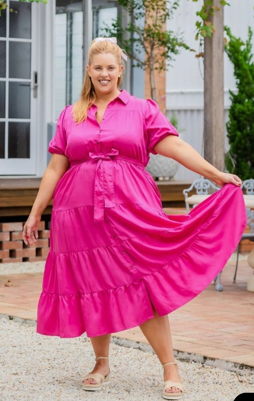 Proud Poppy Size 26 Venus Maxi Dress Pink With Tie