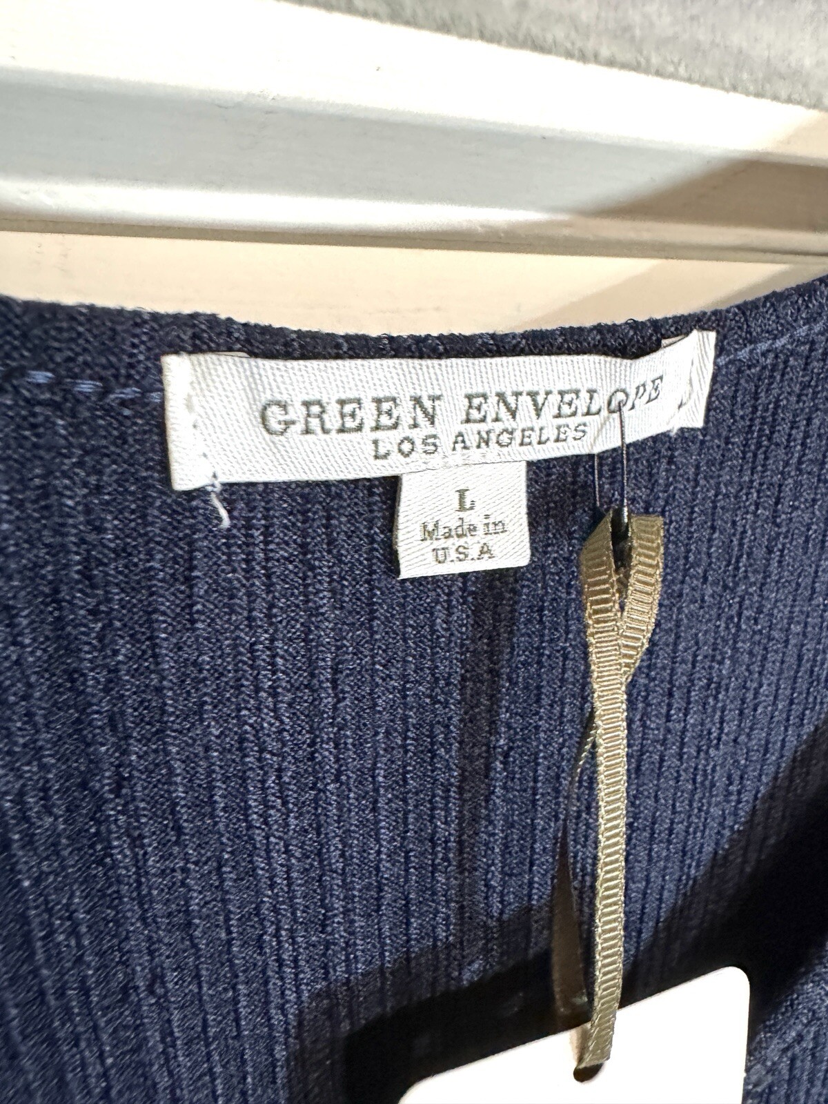 Green Envelope Dress Los Angeles Size Large Blue Ribbed Beach Cover Women NWT