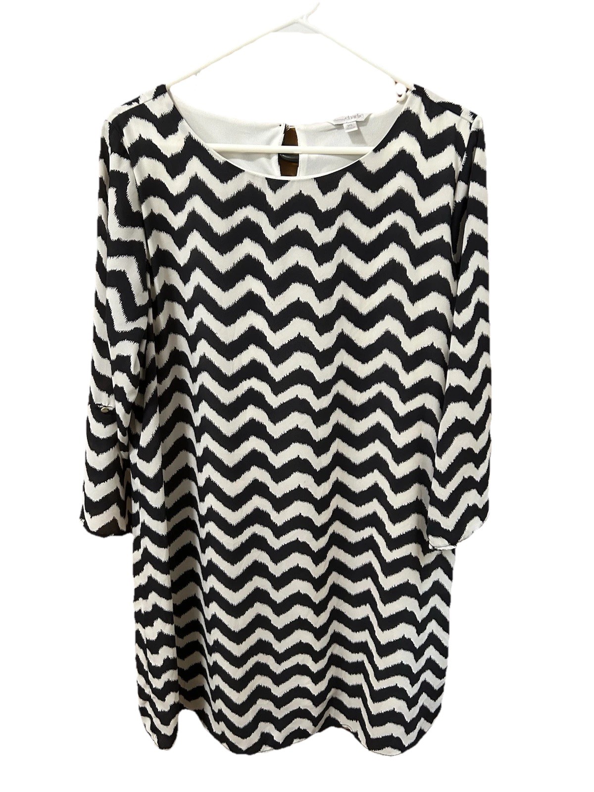 Charming Charlie Chevron Dress 3/4 Rolled Cuff Sleeves XL