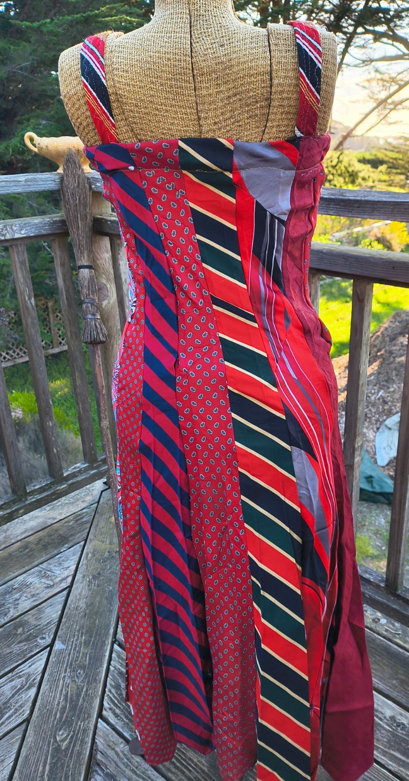 Handmade ECLECTIC UPCYCLED Necktie Sun Dress. RED THEME necktie Collection