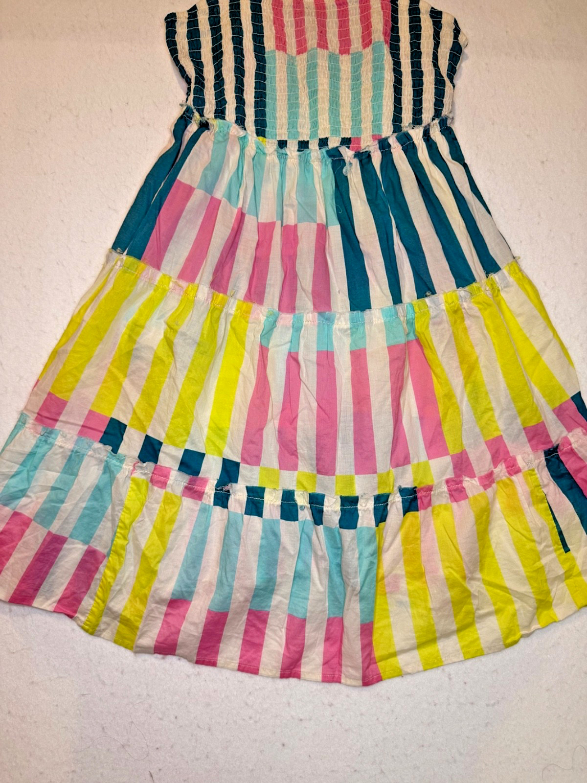 Torrid Tiered Smocked SunDress Size 2 Multicolor Rainbow Striped Cotton Resort