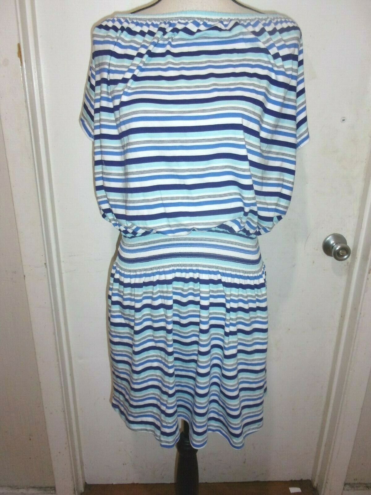 HiHo Tortola Sugar Cane Blue Striped Off the Shoulder Dress Sizes XS,S,M,L (B237