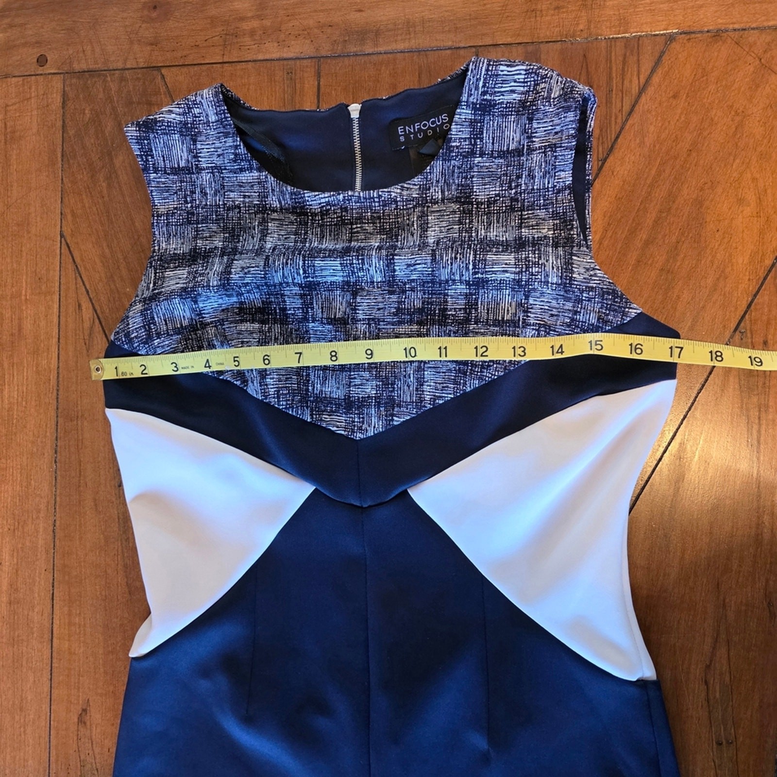 En Focus Studio Navy Colorblock Sleeveless Sheath Dress Office Siren
