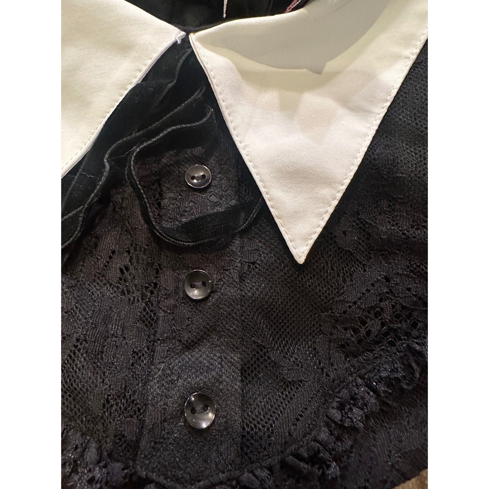 Black Lace Dress White Peter Pan Collar Whimsy Gothic Wednesday Small Killstar