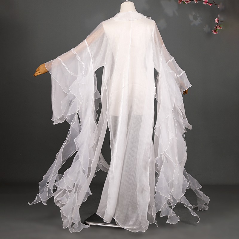 Fairy Hanfu Chiffon Cloak Cardigan Wide Sleeved Coat Wrinkled Chinese Costume