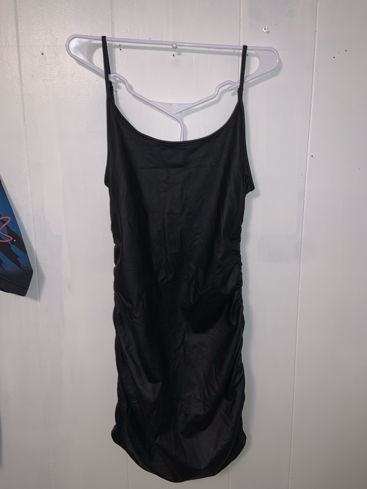 Womens – Black High Stretch Fabric Black Mini Dress – Size L
