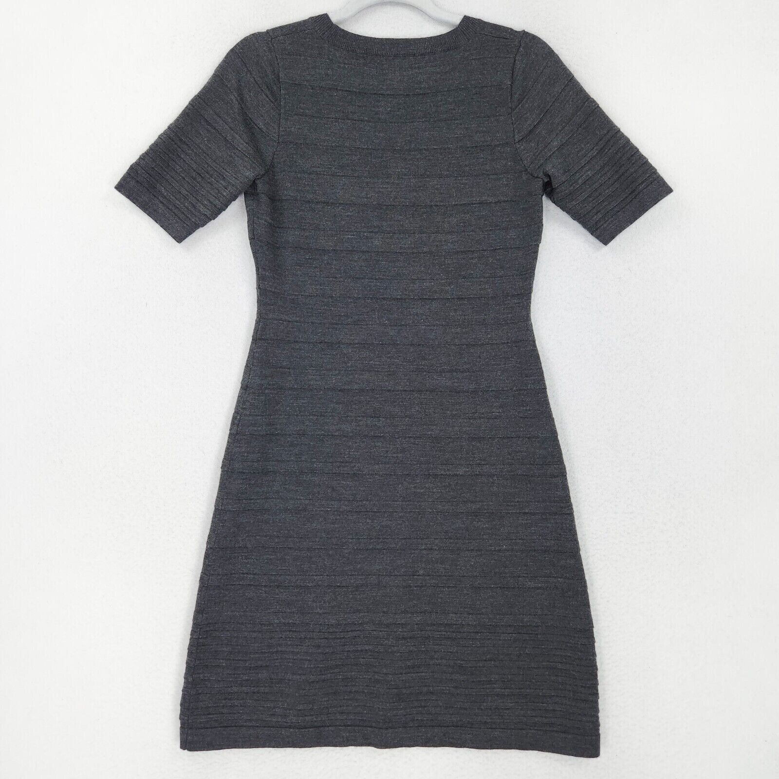 Calvin Klein Dress Womens Small Gray Wool Blend Short Sleeve A Line Sheath Knit