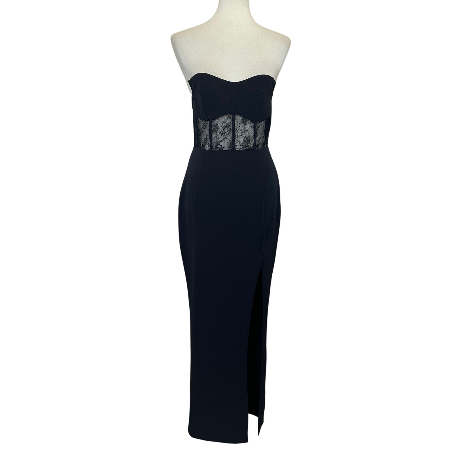Elle Zeitoune Black Strapless Gown SMALL Bodycon Corset Bustier Designer $390