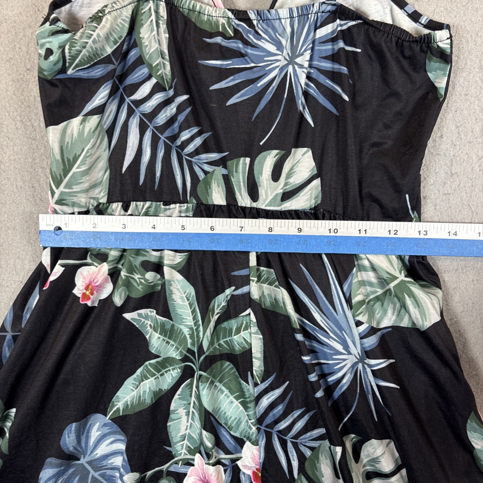 Lai Shen NWT Medium Black Floral Spaghetti Strap Beach Vacation Flowery Pockets