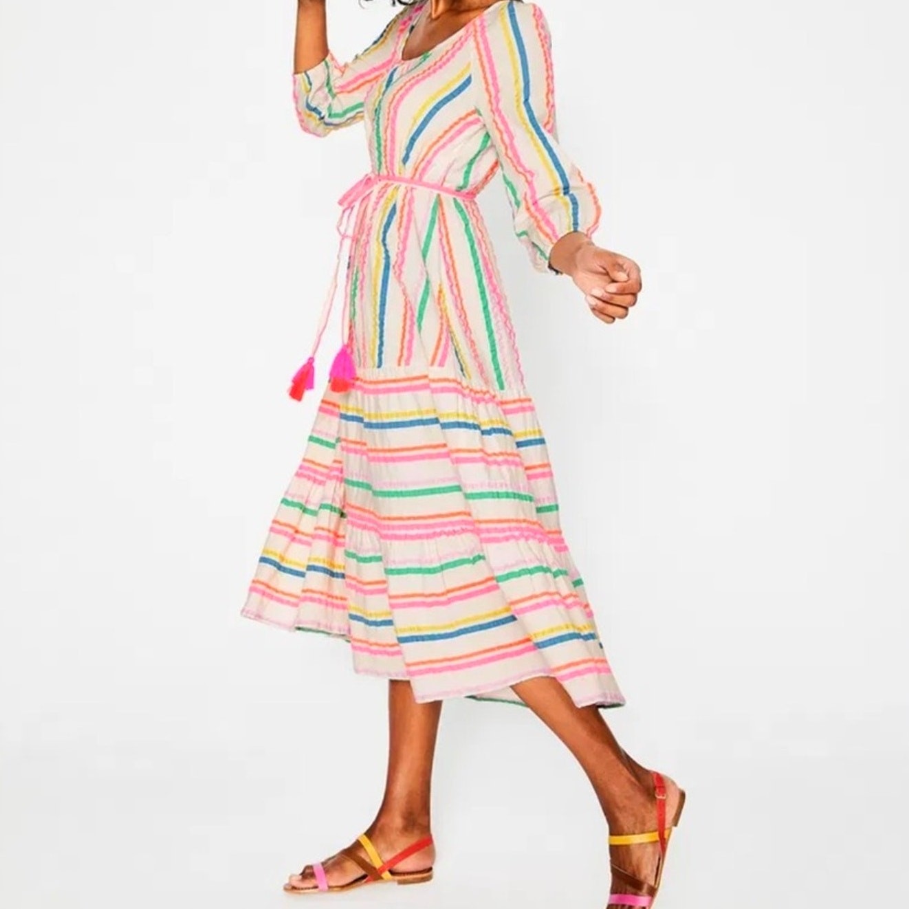 Boden Dress Small Cotton Midi dress XS Boho 2 Anthro Vacation Dress Cruise Flowy