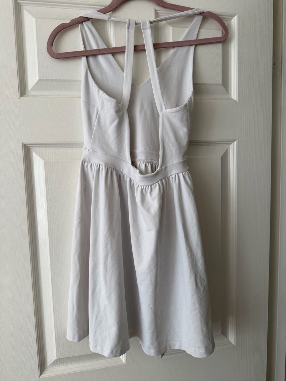 Susana Monaco White Halter Fit & Flare Mini Dress Open Back Stretch Size Small