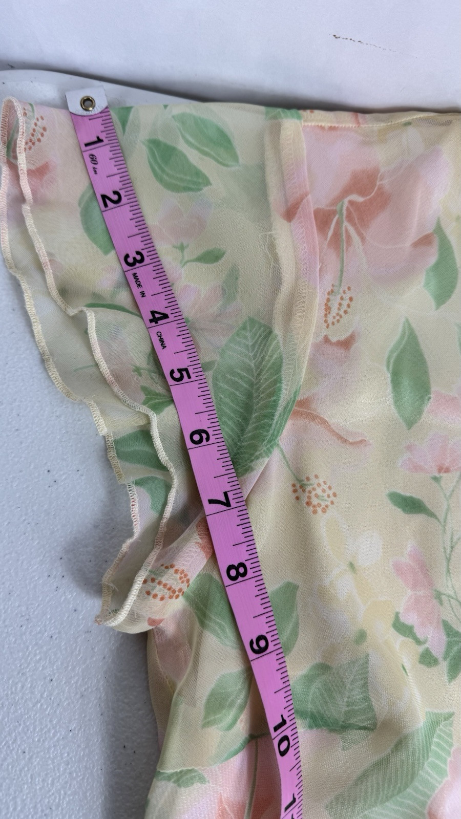 Vtg Floral Dress Sz 8-10 (M) Yellow Rococo Flowy Lined Pastel Fairy 90s Y2K