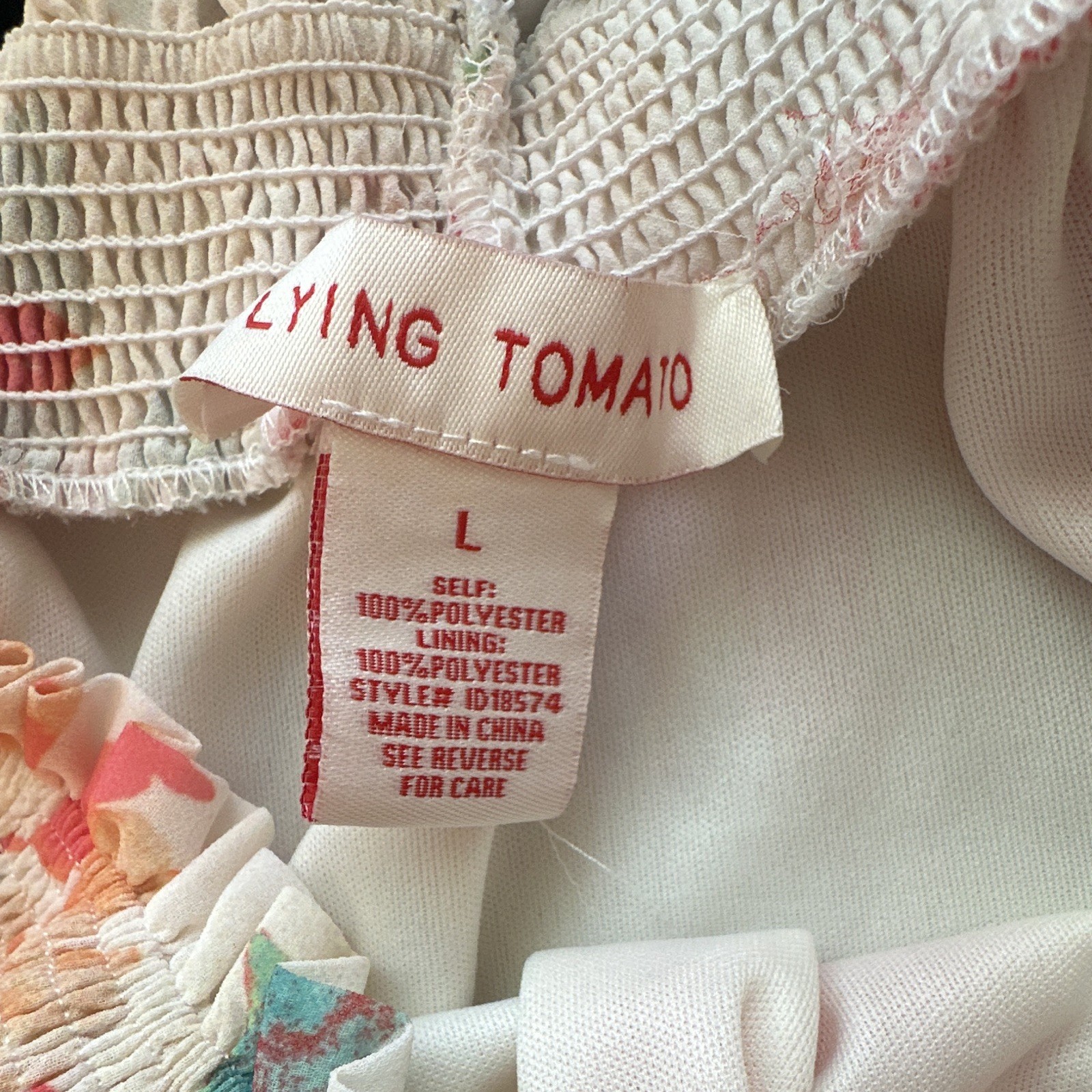 Flying Tomato Floral Off Shoulder Ruffle Lined Chiffon Mini Dress L 3/4