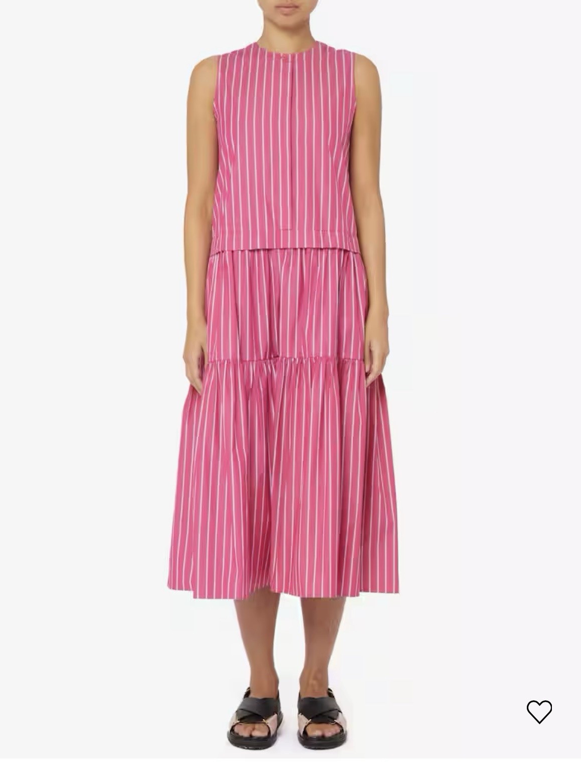 Max Mara Leisure Megaton Sleeveless Striped Pink Cotton Midi Dress Sz 10