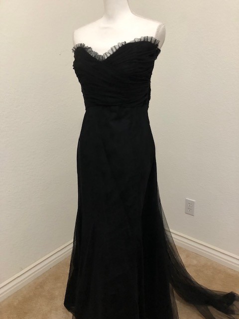 Black Strapless Evening Gown with train by Vera Wang, size 6