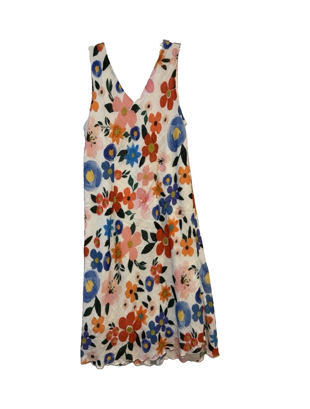 Charlie B M/M White Floral Sleeveless V-Neck Lined Shift Knee Dress