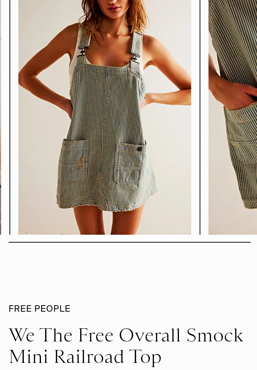 We The Free Women’s Railroad Stripe Denim Overall Mini Dress Blue/White M