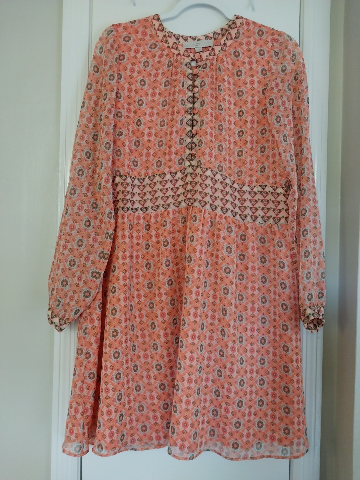Loft Dress Orange Peach Multicolor Size Small Flowy Lined Lightweight