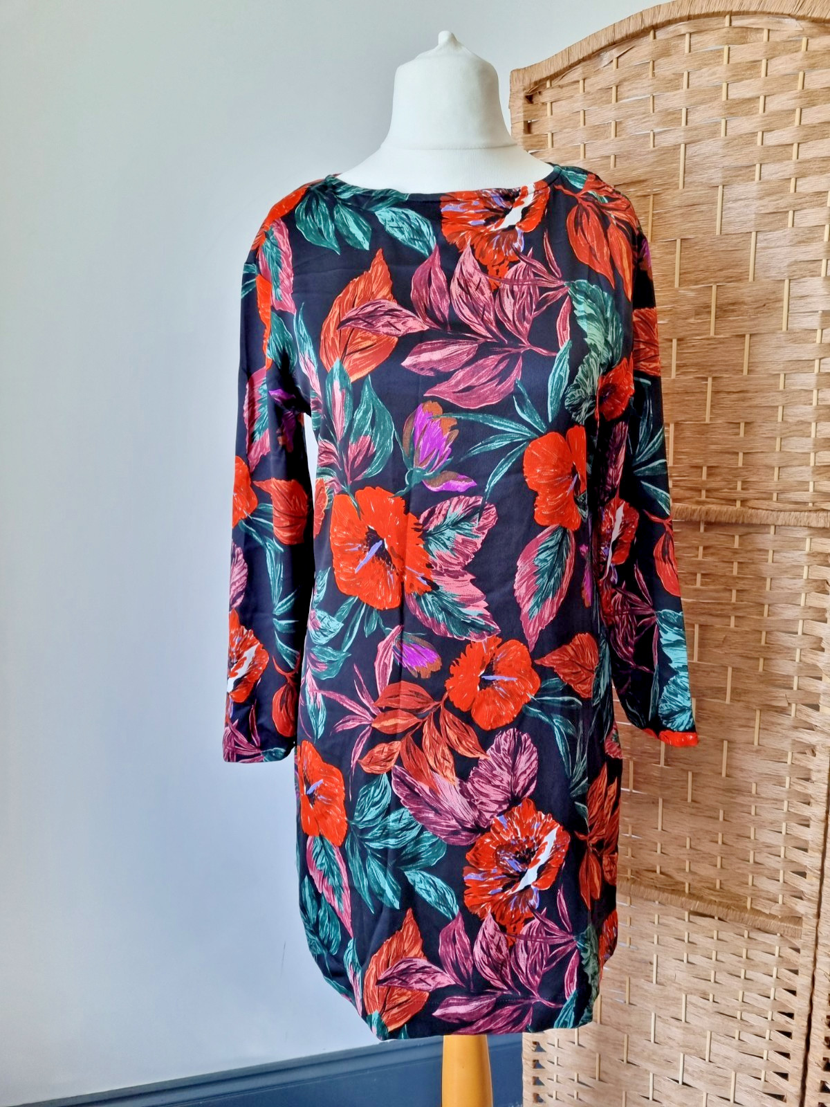 MNG Mango Suit Long Sleeve Floral Dress – Size Small 10 / 12 Lightweight Summer