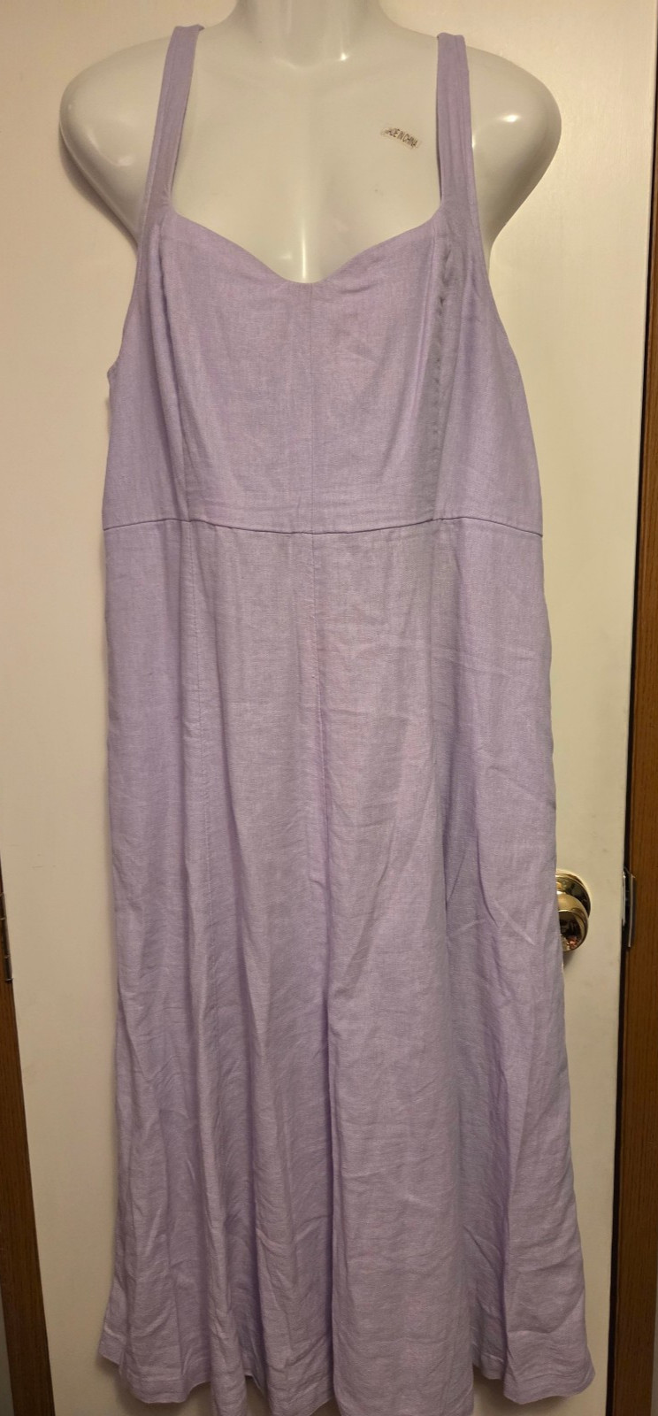Old Navy Strappy Smocked Back Midi Cami Dress Purple Linen Rayon Womens L