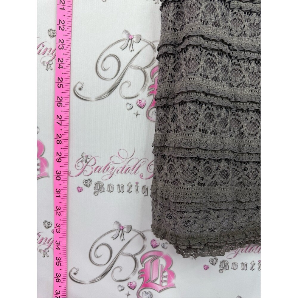 Divided Lace Flutter Sleeve Mini Dress — Gray
