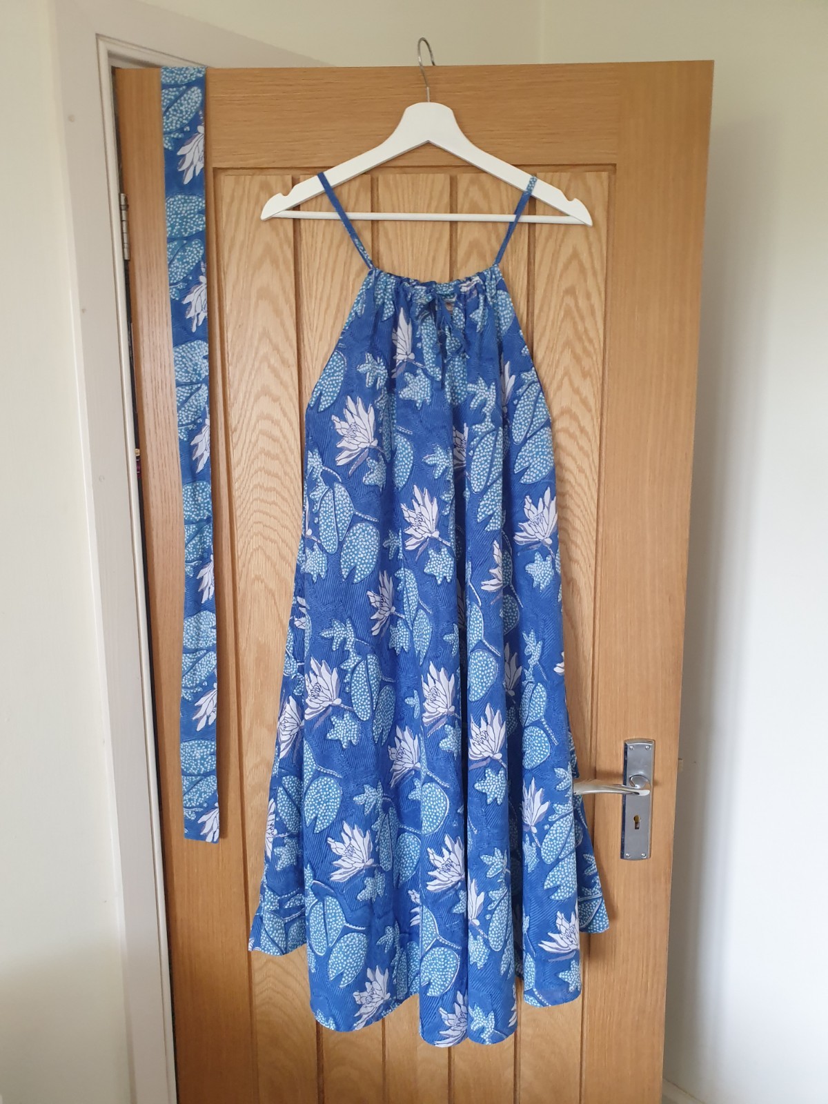 indigo Block Print Indian Anokhi Floral Cotton hippy boho tank Dress S M l XL