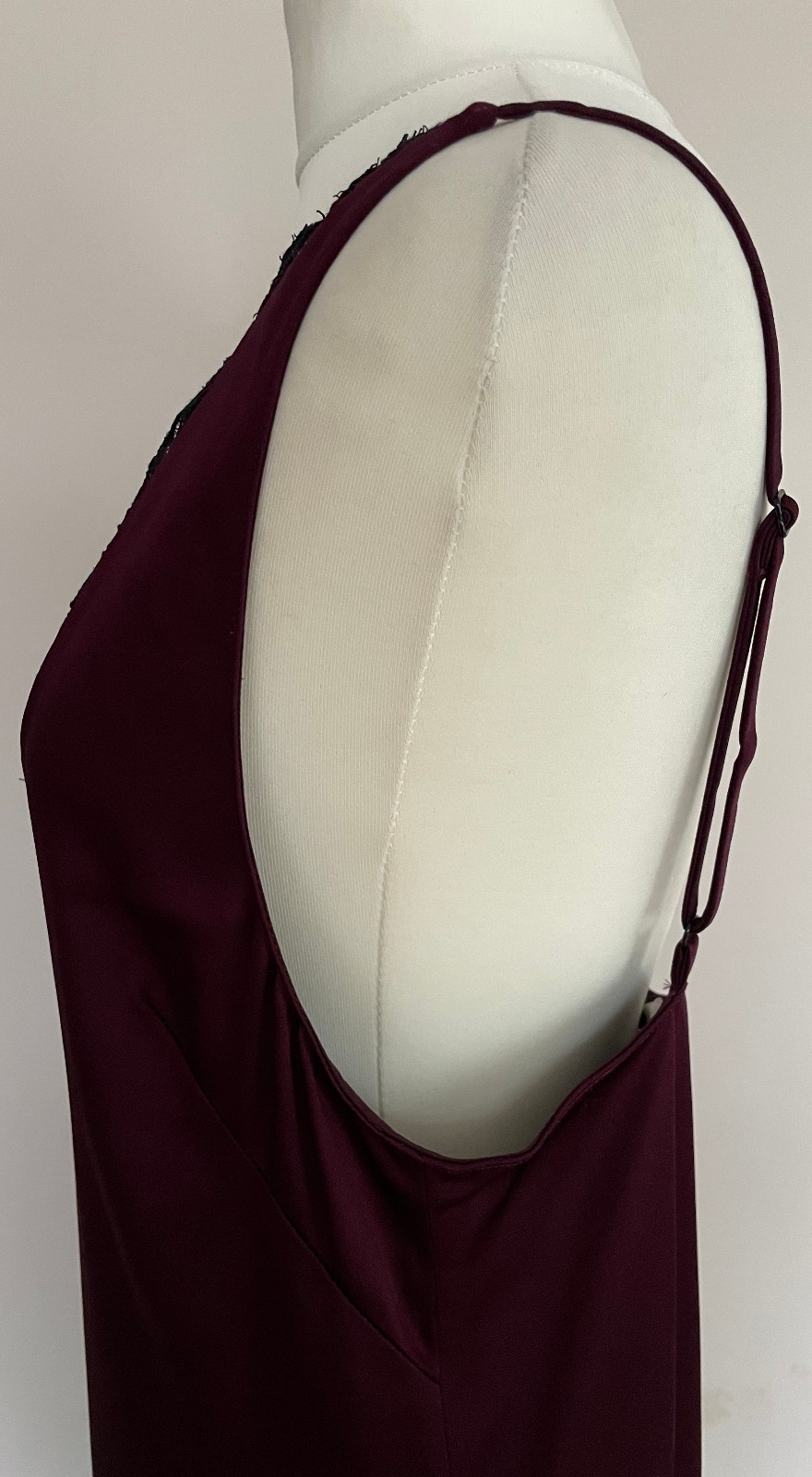 STELLA McCARTNEY burgundy lace-trimmed satin slip dress IT38, UK8/10, US4/6