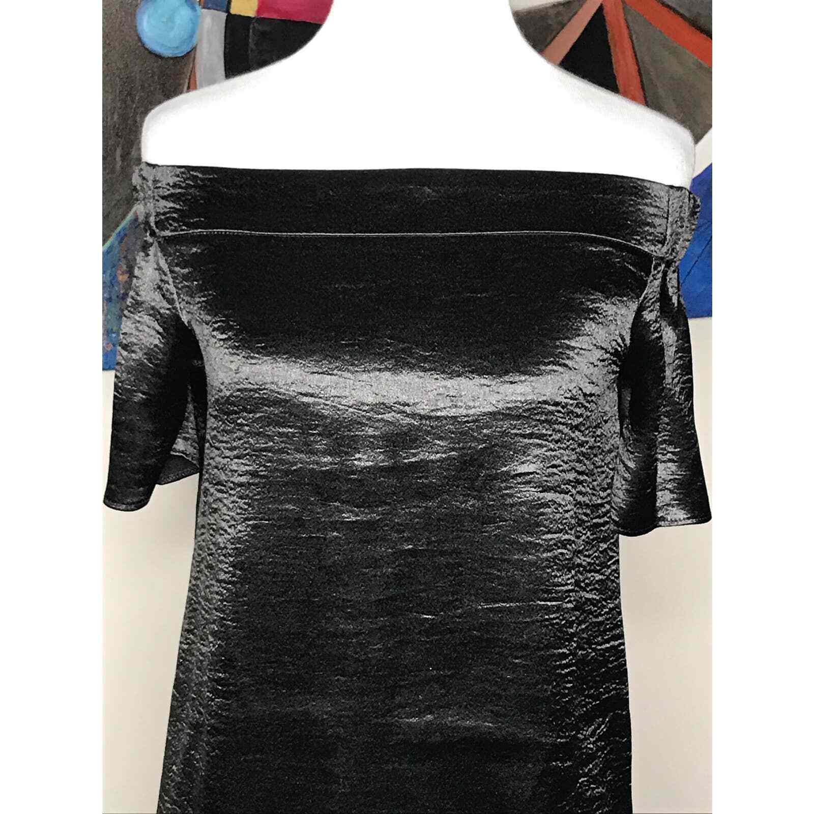 Black Cocktail Dress Off Shoulder Silky Dress Alythea Womens Sz Sm