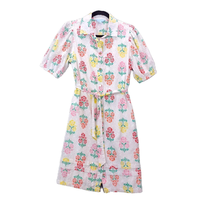 Draper James RSVP Dress Size Small White Eyelet Floral Shirtdress Midi