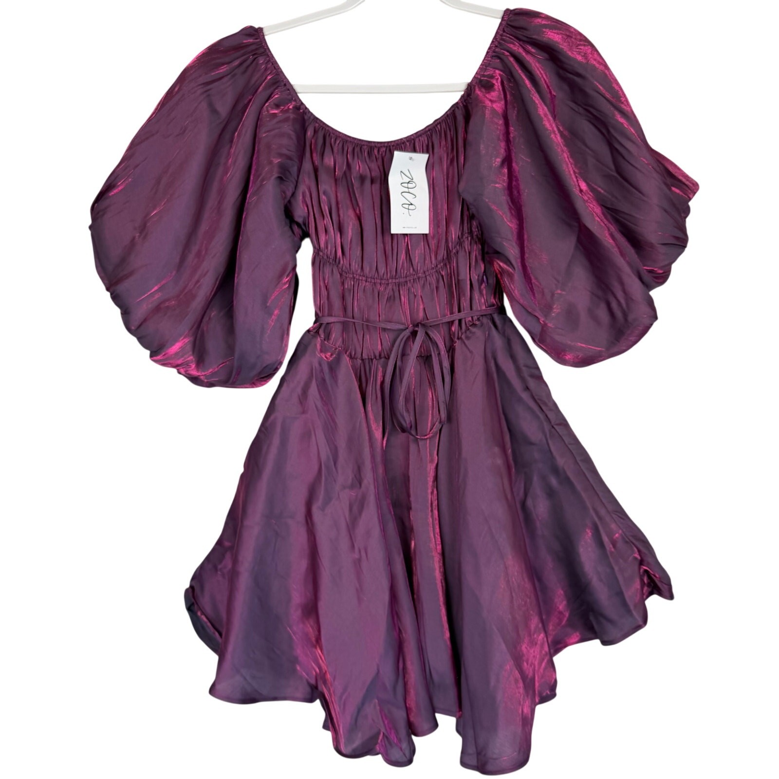 NWT &Merci Zoco Solen Shimmer Mini Dress Women Sz S Purple Metallic $78