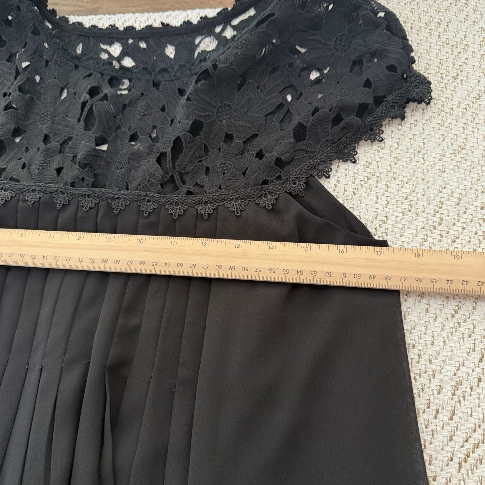 Altar’d State Size Medium Elegant Black Embroidered Lace Pleated Dress
