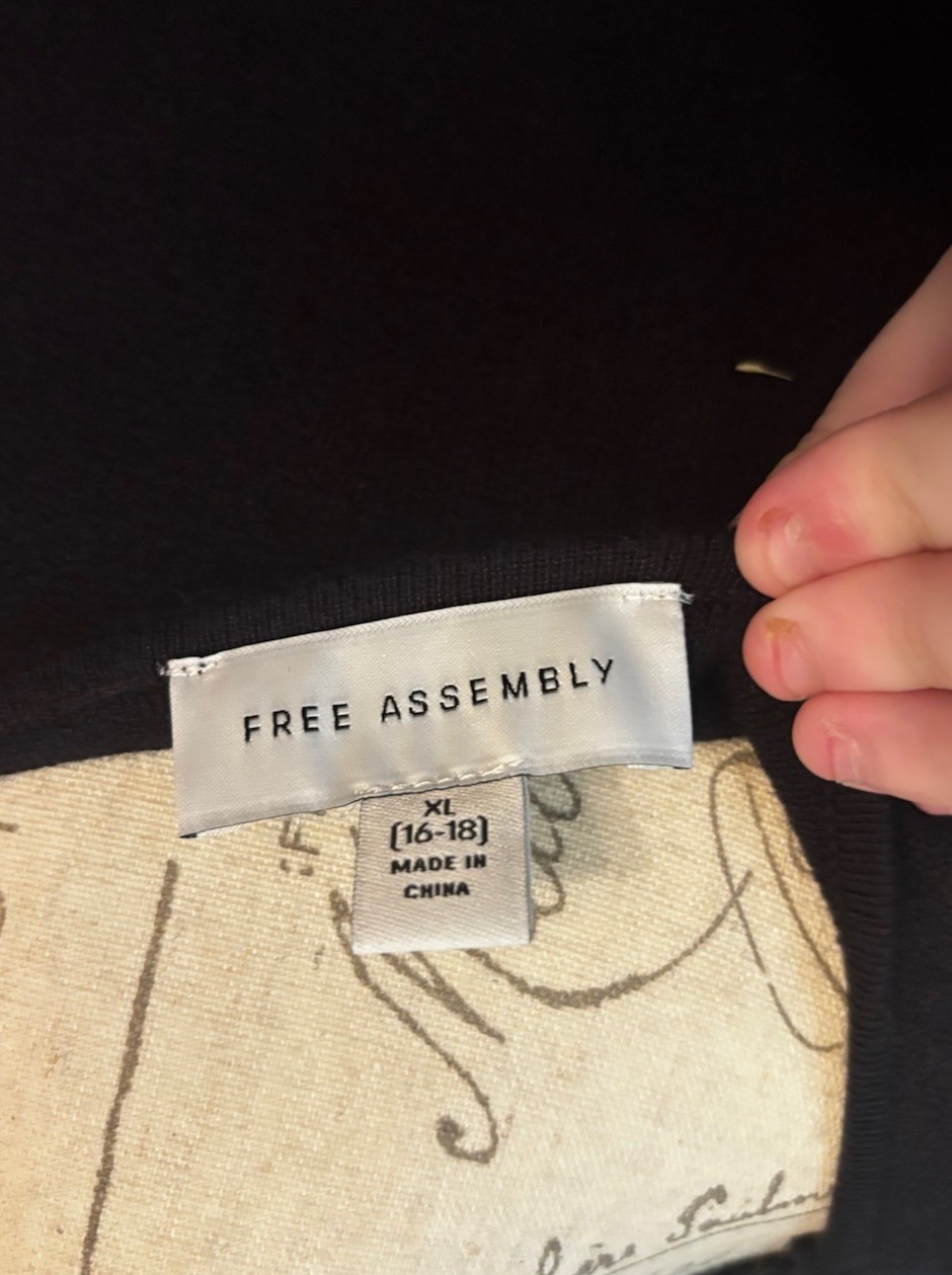 Free Assembly Black Solid Maxi Dress, Women’s XL, Sleeveless Crew Neck Long