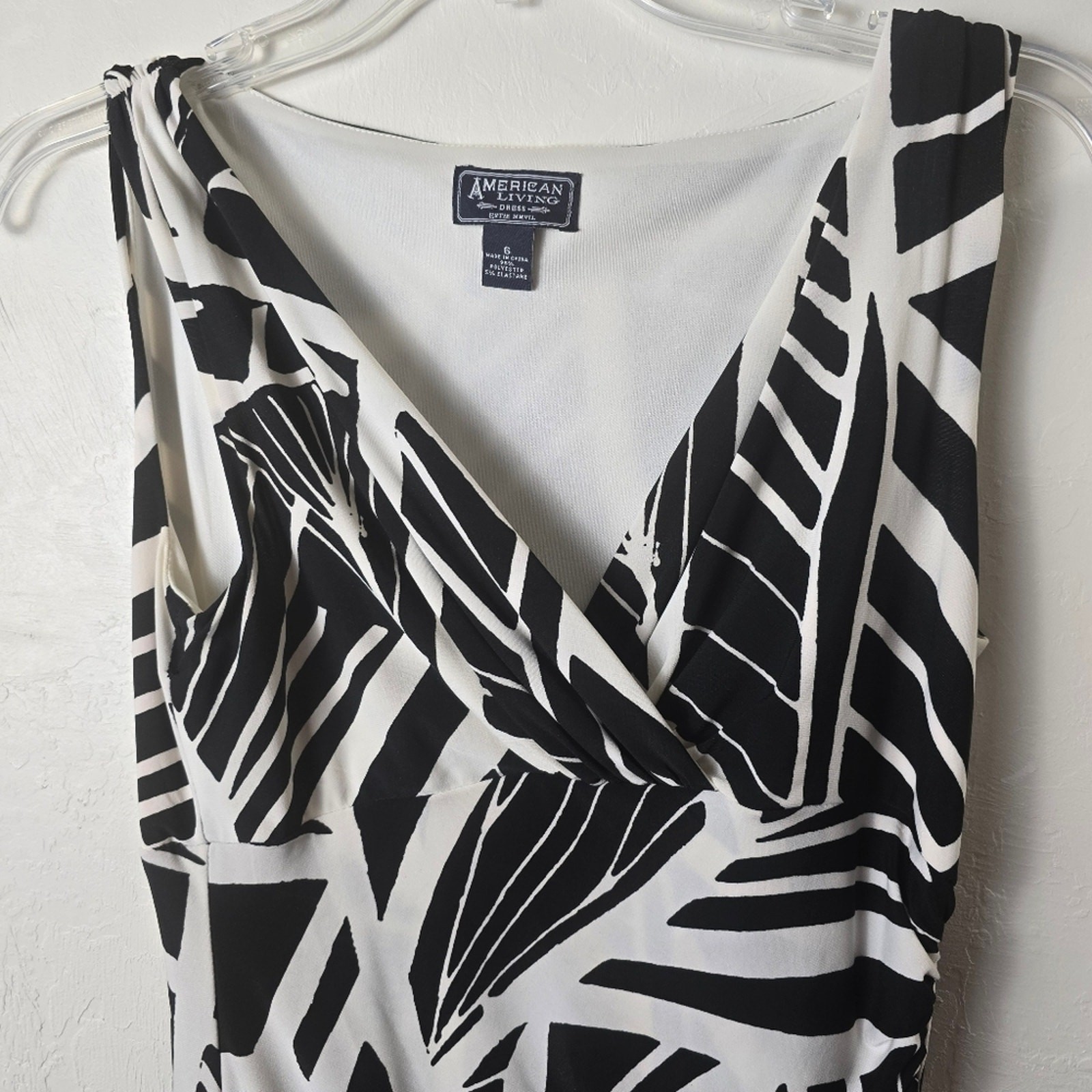 American Living Black White Abstract Leaf Print Rushed Draped Dark Fairy Goth 6