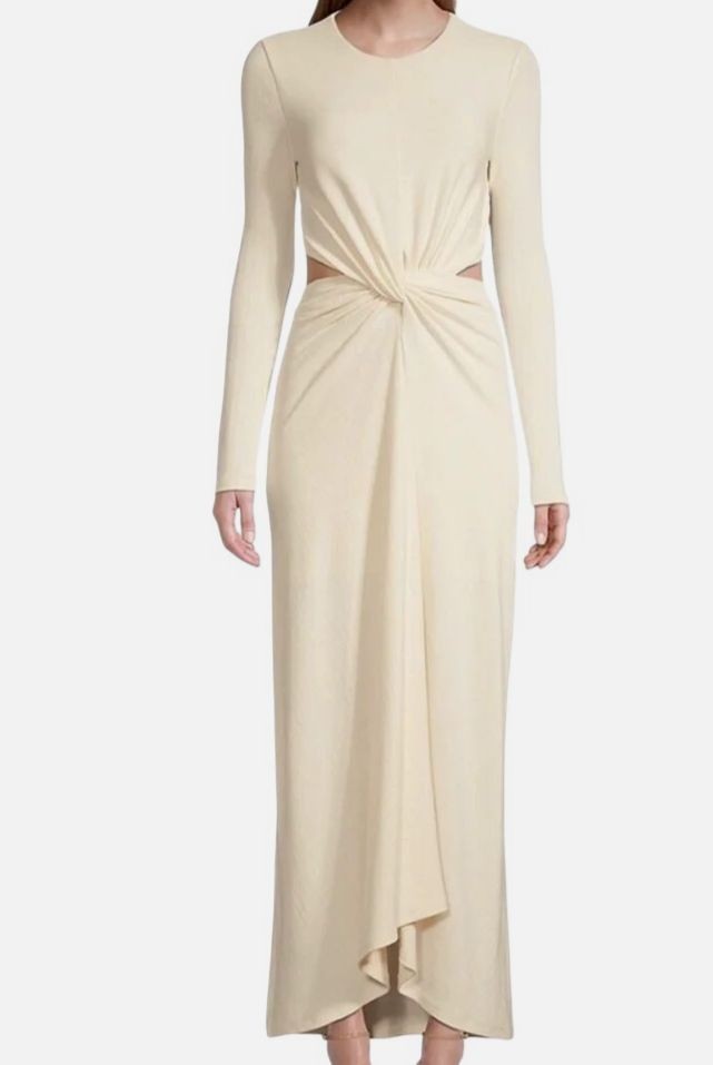 Significant Other Women’s Ivory Odelia Twisted Cut-Out Ribbed Maxi Dress Size 10