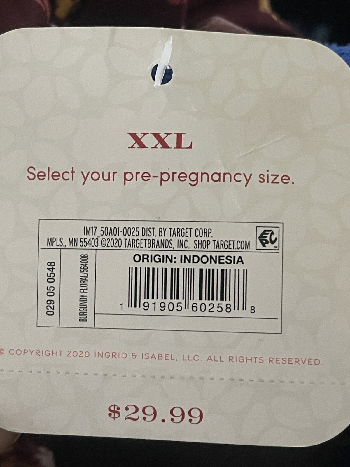 NWT Isabel Maternity by Ingrid & Isabel Burgandy Floral Dress in Multiple Sizes