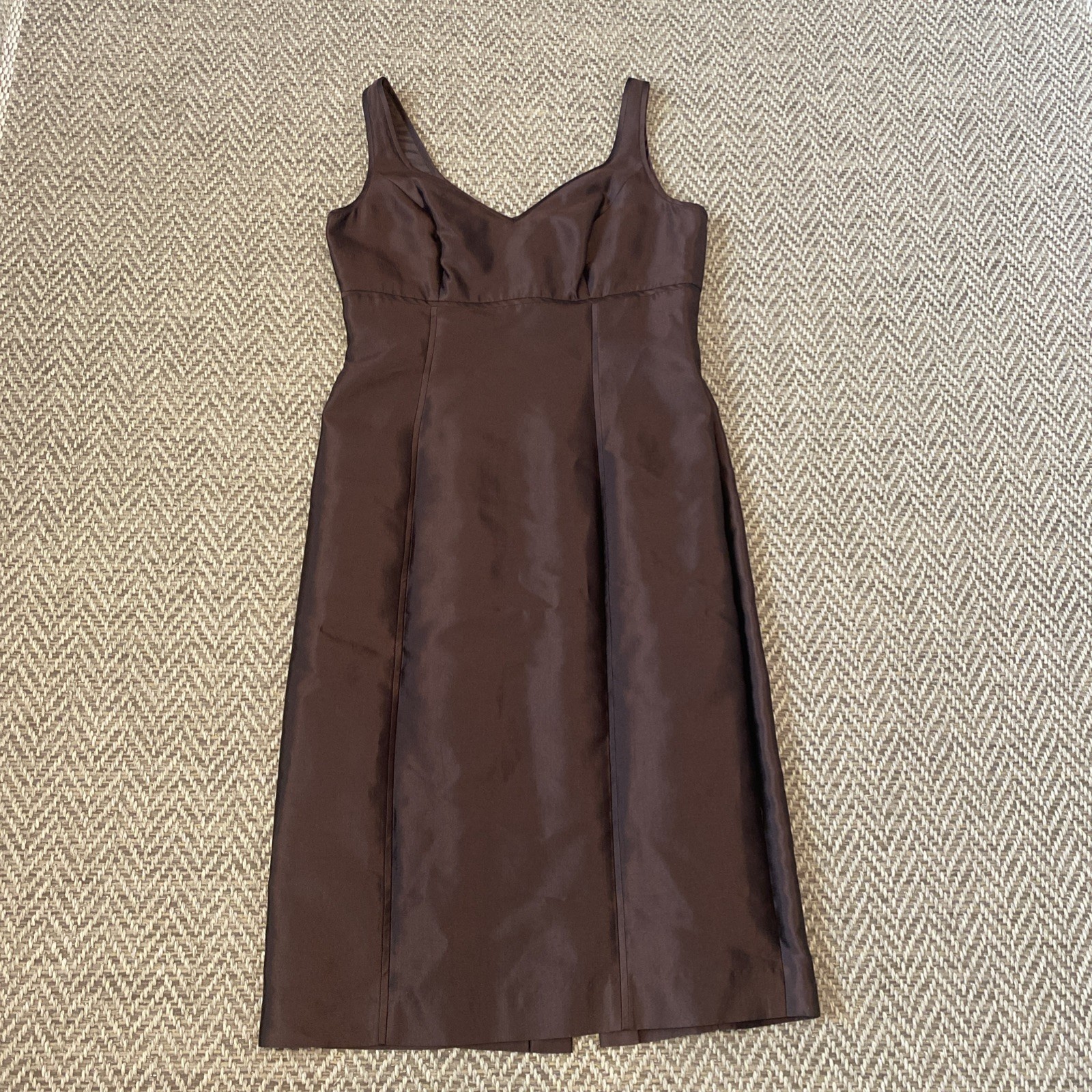Talbots Dress Womens 4 Brown Silk Blend Midi Retro Slip Classic Preppy Old Money
