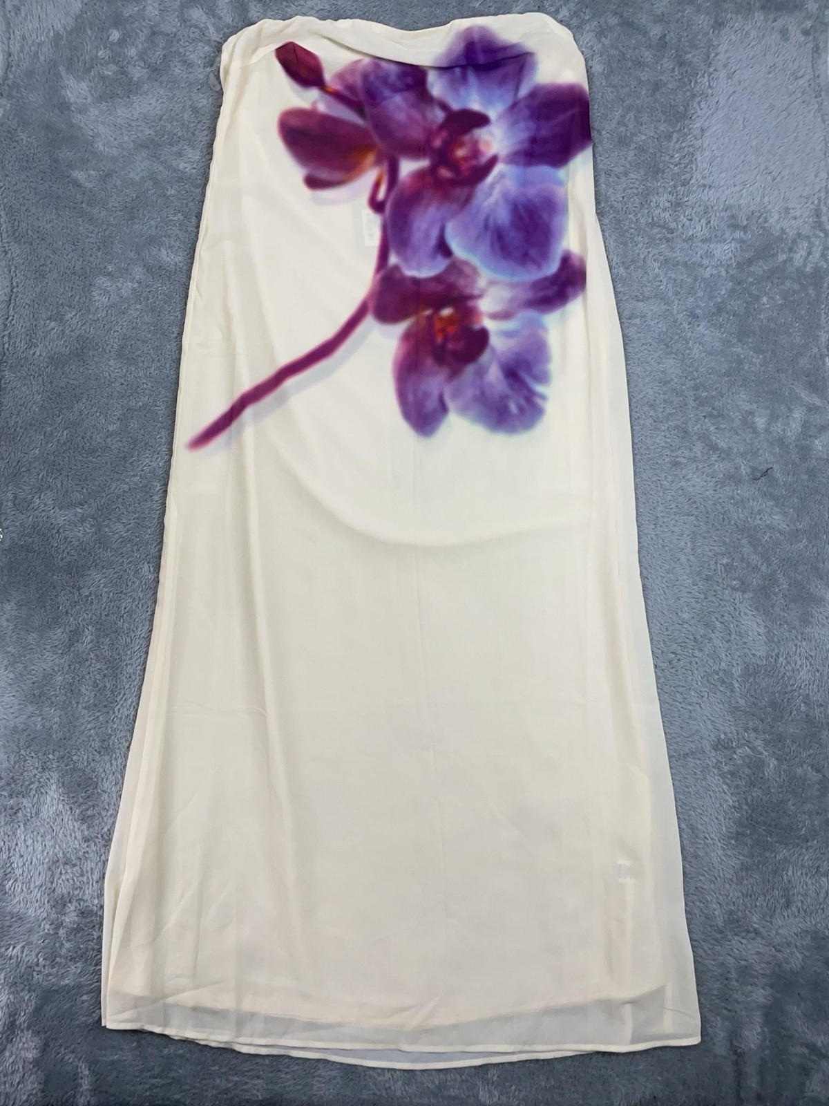 Meshki Amaya Maxi Dress Womens 3XL White Orchid Print Strapless Chiffon Formal