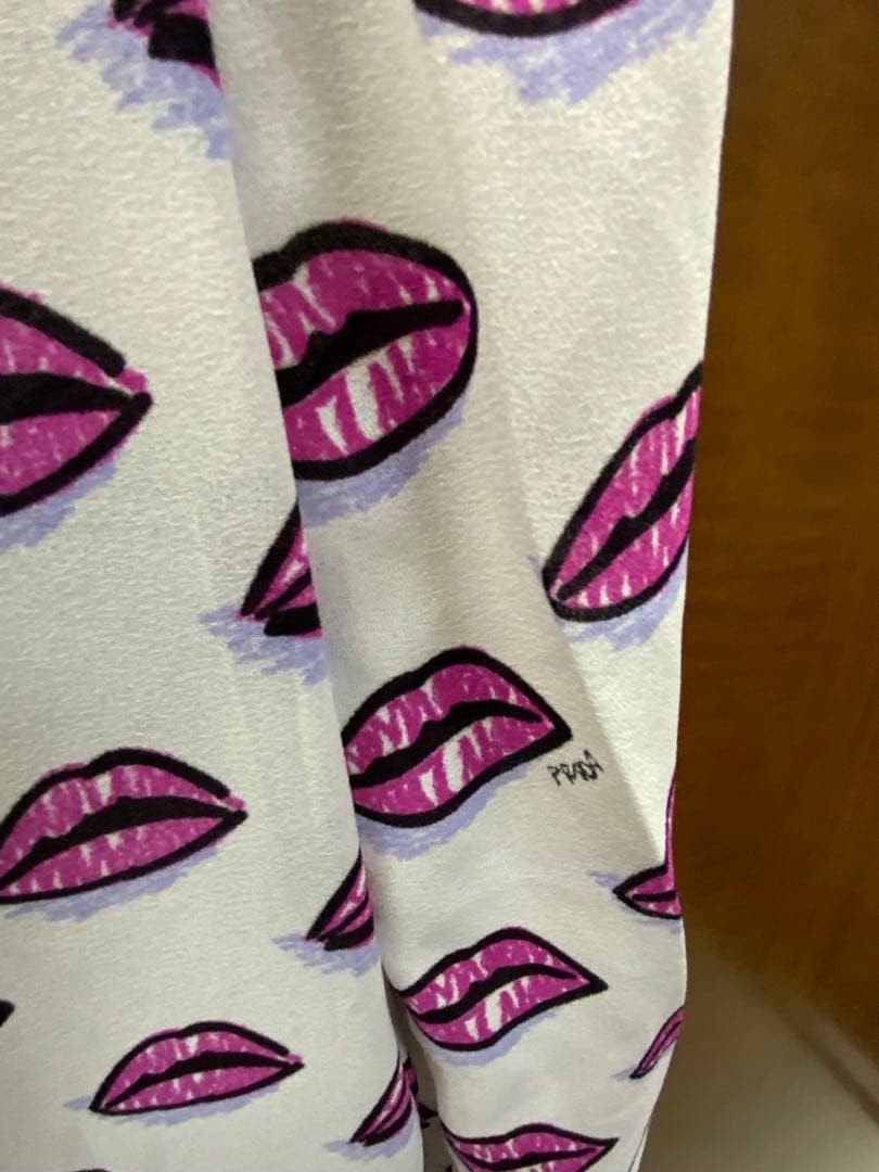 USED E9 PRADA ITALIAN-MADE LIP PRINT BOW TIE PLEATED DRESS VERYGOOD