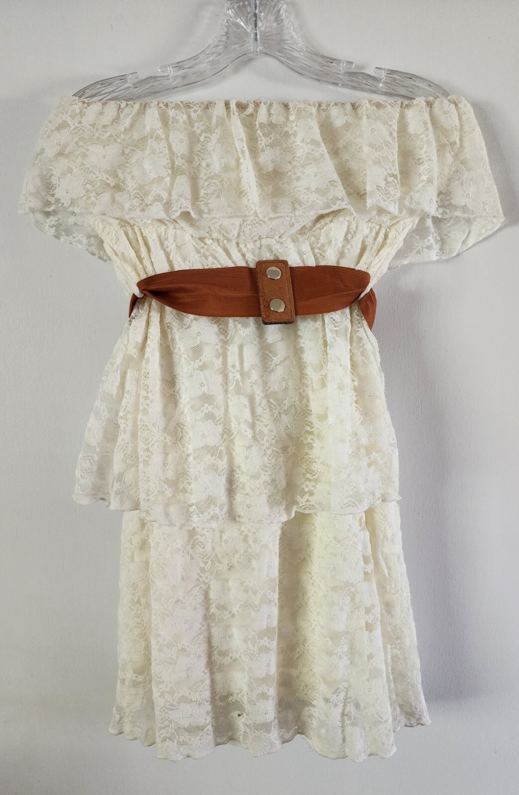 LoveJ Strapless Sleeveless Lace Poly Spandex Mini Dress Size M