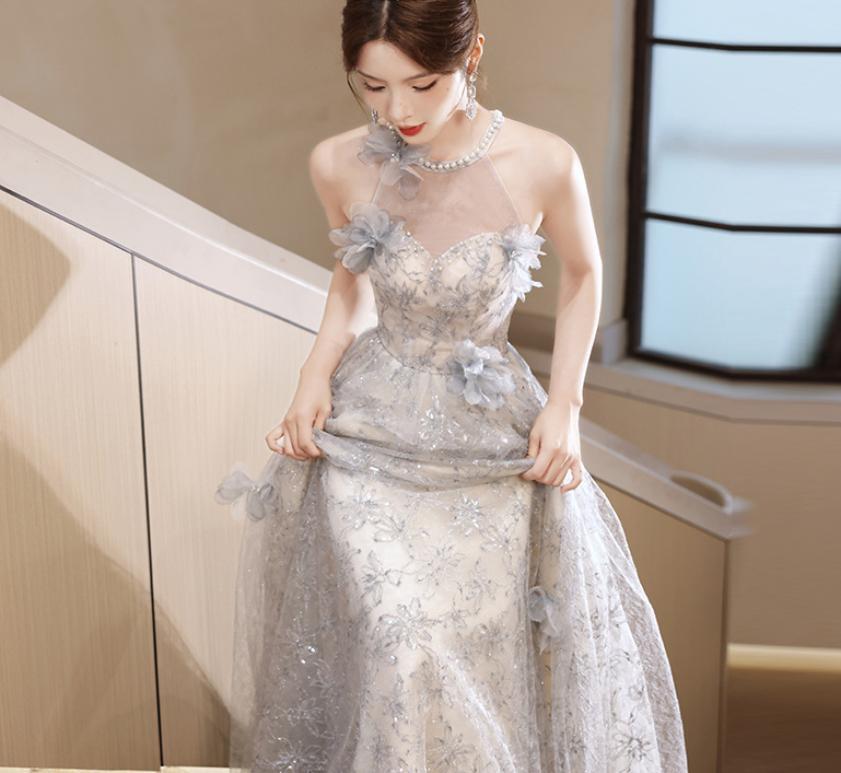 Women’s Halter Evening Dress compere Wedding Slim Fit Sleeveless Long Skirt Nwe