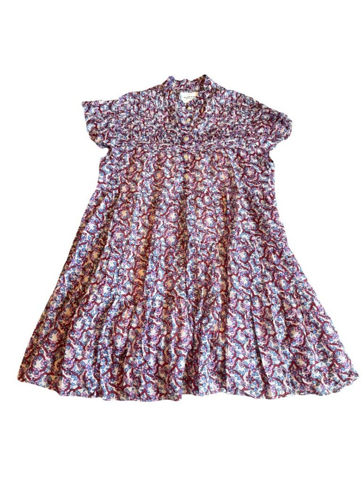 Isabel Marant Étoile Lanikaye Knee Length Dress Short Sleeve Floral Size 38 Med